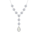 Sterling Silver 925 Necklace Rhodium Plated Embedded With Yellow Zircon And White CZ