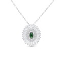 Sterling Silver 925 Necklace Rhodium Plated Embedded With Emerald Zircon And White CZ