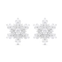 Sterling Silver 925 Earring Rhodium Plated Embedded With White CZ