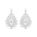 Sterling Silver 925 Earring Rhodium Plated Embedded With Yellow Zircon And White CZ