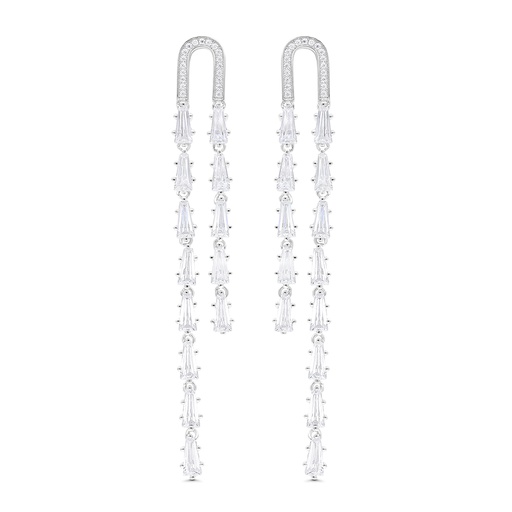 [EAR01WCZ00000C090] Sterling Silver 925 Earring Rhodium Plated Embedded With White CZ