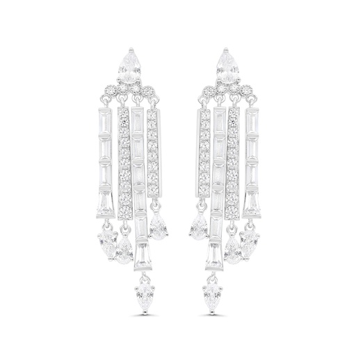 [EAR01WCZ00000C091] Sterling Silver 925 Earring Rhodium Plated Embedded With White CZ