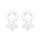 Sterling Silver 925 Earring Rhodium Plated Embedded With White CZ