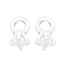 Sterling Silver 925 Earring Rhodium Plated Embedded With White CZ