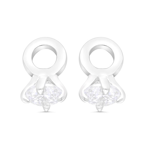 [EAR01WCZ00000C093] Sterling Silver 925 Earring Rhodium Plated Embedded With White CZ
