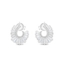 Sterling Silver 925 Earring Rhodium Plated Embedded With White CZ