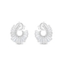 Sterling Silver 925 Earring Rhodium Plated Embedded With White CZ