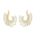 Sterling Silver 925 Earring Gold Plated Embedded With White CZ