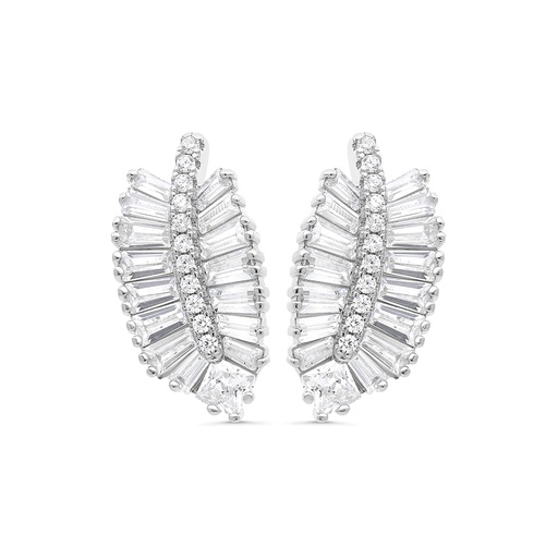 [EAR01WCZ00000C099] Sterling Silver 925 Earring Rhodium Plated Embedded With White CZ