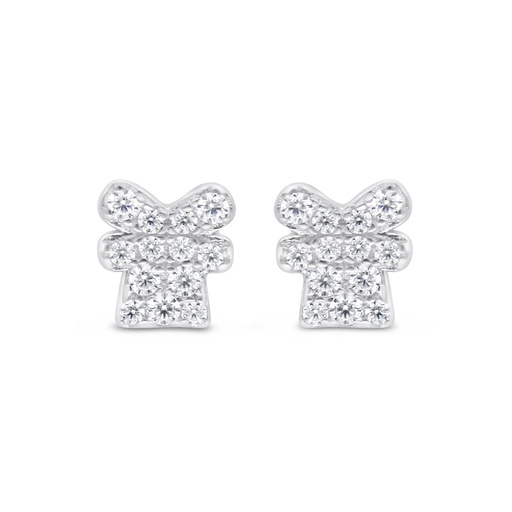 [EAR01WCZ00000C103] Sterling Silver 925 Earring Rhodium Plated Embedded With White CZ
