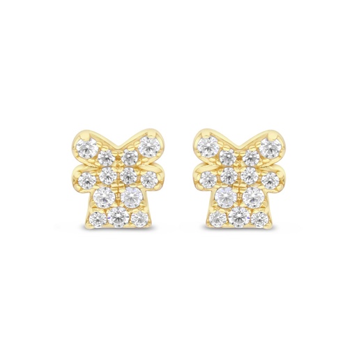 [EAR02WCZ00000C103] Sterling Silver 925 Earring Gold Plated Embedded With White CZ