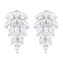 Sterling Silver 925 Earring Rhodium Plated Embedded With White CZ