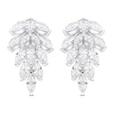 Sterling Silver 925 Earring Rhodium Plated Embedded With White CZ