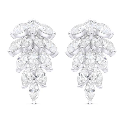 [EAR01WCZ00000C108] Sterling Silver 925 Earring Rhodium Plated Embedded With White CZ