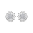 Sterling Silver 925 Earring Rhodium Plated Embedded With White CZ