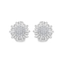 Sterling Silver 925 Earring Rhodium Plated Embedded With White CZ