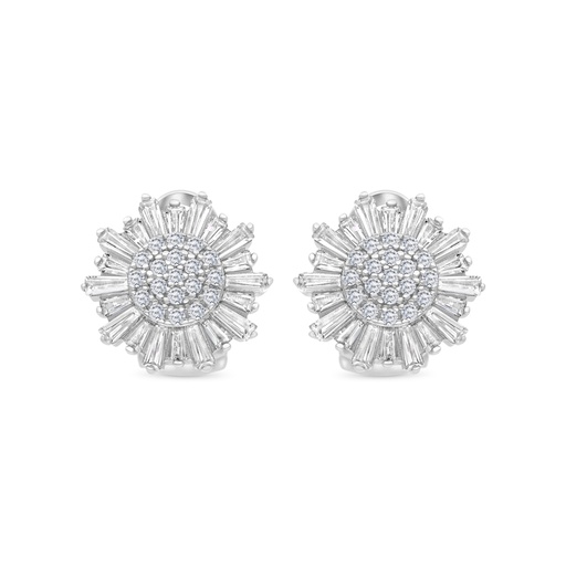 [EAR01WCZ00000C109] Sterling Silver 925 Earring Rhodium Plated Embedded With White CZ
