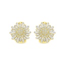 Sterling Silver 925 Earring Gold Plated Embedded With White CZ