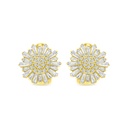 Sterling Silver 925 Earring Gold Plated Embedded With White CZ