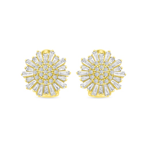 [EAR02WCZ00000C109] Sterling Silver 925 Earring Gold Plated Embedded With White CZ