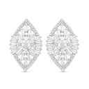 Sterling Silver 925 Earring Rhodium Plated Embedded With White CZ