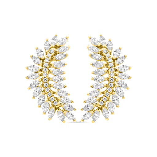 [EAR02WCZ00000C114] Sterling Silver 925 Earring Gold Plated Embedded With White CZ