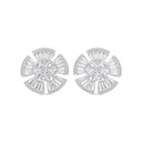 Sterling Silver 925 Earring Rhodium Plated Embedded With White CZ