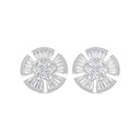 Sterling Silver 925 Earring Rhodium Plated Embedded With White CZ