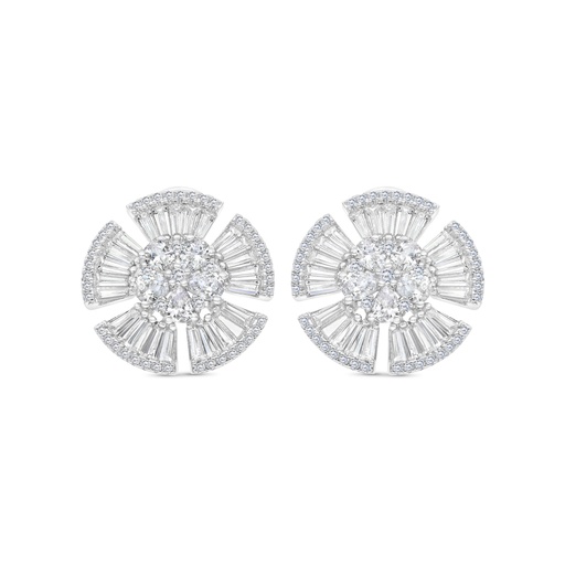 [EAR01WCZ00000C115] Sterling Silver 925 Earring Rhodium Plated Embedded With White CZ