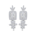 Sterling Silver 925 Earring Rhodium Plated Embedded With White CZ