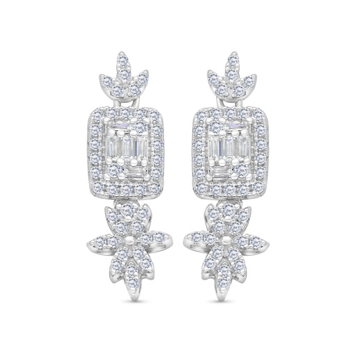 [EAR01WCZ00000C116] Sterling Silver 925 Earring Rhodium Plated Embedded With White CZ