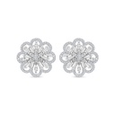 Sterling Silver 925 Earring Rhodium Plated Embedded With White CZ