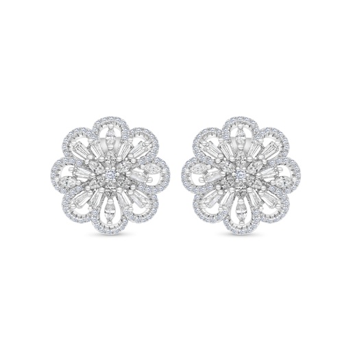 [EAR01WCZ00000C117] Sterling Silver 925 Earring Rhodium Plated Embedded With White CZ