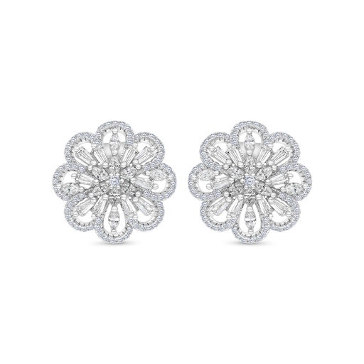 [EAR01WCZ00000C117] Sterling Silver 925 Earring Rhodium Plated Embedded With White CZ