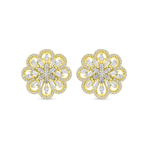 [EAR02WCZ00000C117] Sterling Silver 925 Earring Gold Plated Embedded With White CZ