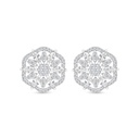 Sterling Silver 925 Earring Rhodium Plated Embedded With White CZ