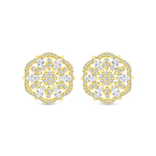 [EAR02WCZ00000C118] Sterling Silver 925 Earring Gold Plated Embedded With White CZ
