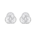 Sterling Silver 925 Earring Rhodium Plated Embedded With White CZ