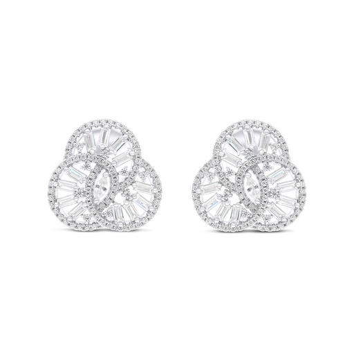 [EAR01WCZ00000C119] Sterling Silver 925 Earring Rhodium Plated Embedded With White CZ