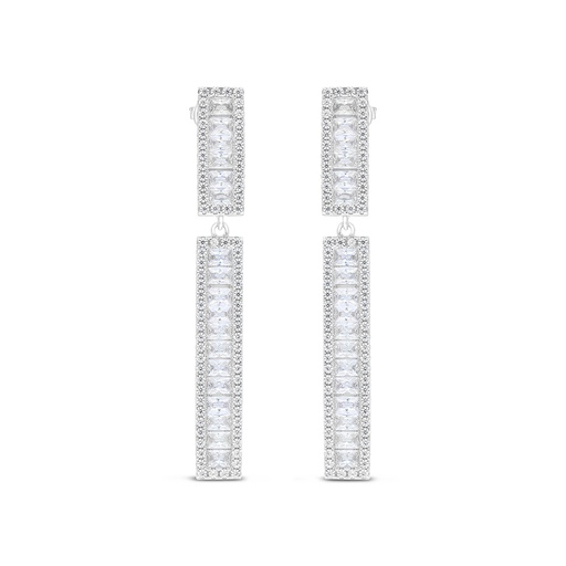 [EAR01WCZ00000C120] Sterling Silver 925 Earring Rhodium Plated Embedded With White CZ