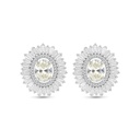 Sterling Silver 925 Earring Rhodium Plated Embedded With Yellow Zircon And White CZ