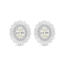 Sterling Silver 925 Earring Rhodium Plated Embedded With Yellow Zircon And White CZ