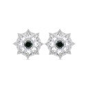 Sterling Silver 925 Earring Rhodium Plated Embedded With Emerald Zircon And White CZ