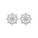 Sterling Silver 925 Earring Rhodium Plated Embedded With Yellow Zircon And White CZ