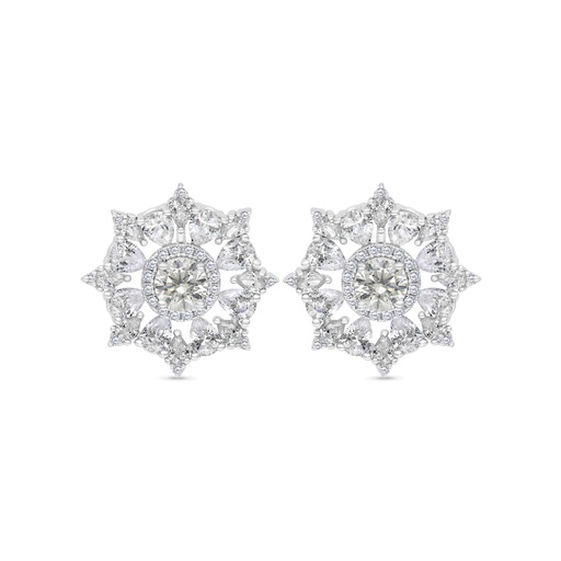 [EAR01CIT00WCZC128] Sterling Silver 925 Earring Rhodium Plated Embedded With Yellow Zircon And White CZ