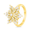 Sterling Silver 925 Ring Gold Plated Embedded With White CZ