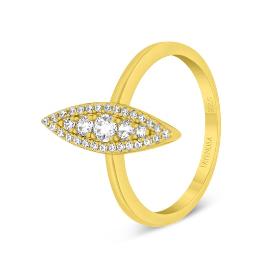 Sterling Silver 925 Ring Gold Plated Embedded With White CZ