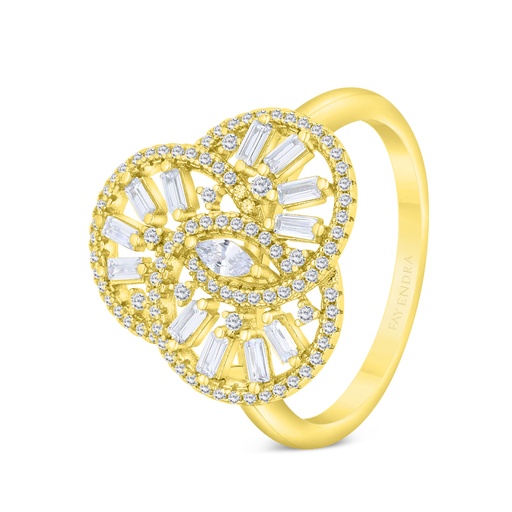 Sterling Silver 925 Ring Gold Plated Embedded With White CZ