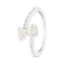 Sterling Silver 925  Ring Rhodium Plated Embedded With Yellow Zircon And White CZ