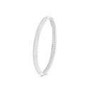 Sterling Silver 925 Bangle Rhodium Plated Embedded With White CZ